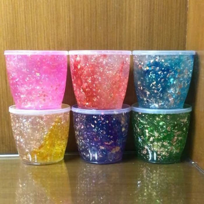 

Foil Slime 200Gr By Wmybshop Clear Galaxy Rainbow Scented Gold Leaf