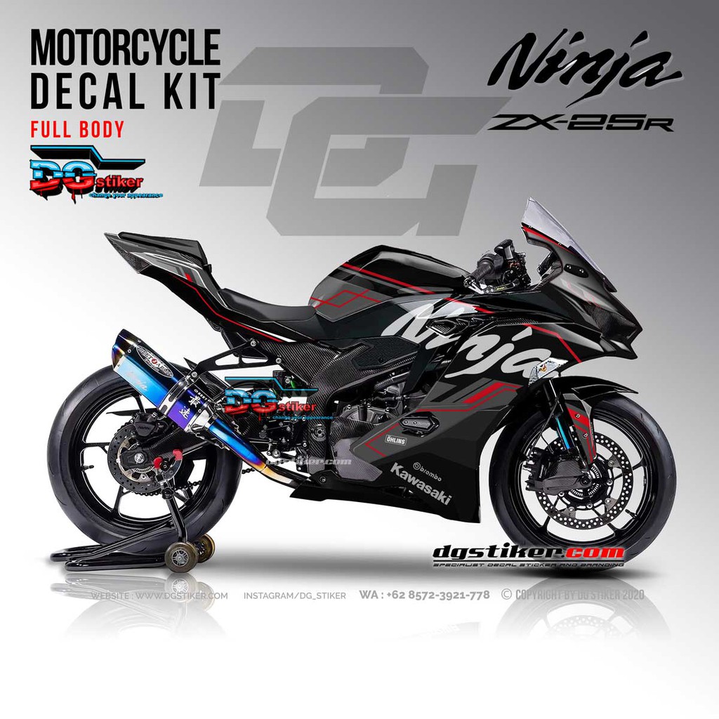 Decal ZX25r Hitam Merah Candy Hitech