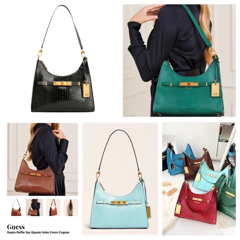 GUESS RAFFIE HOBO CROCO SHOULDER BAG
