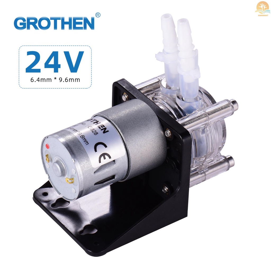 GROTHEN DC 24V Peristaltic Pump with Silicone Tubing High Flow Water Liquid Pump Dosing Vacuum Pump Self-Priming Anti-Corrosion Adjustable Flow for DIY Aquarium Lab Chemical Analysis Dosing Additives L Style