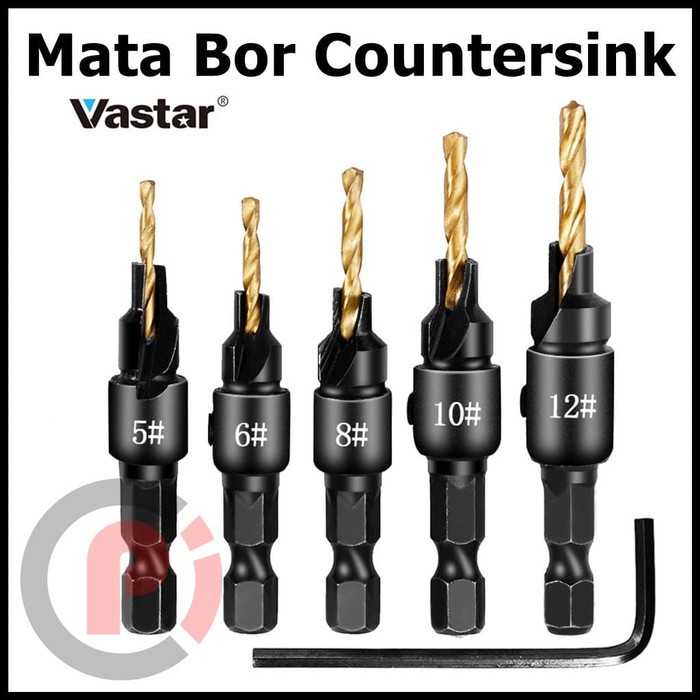 Vastar Mata Bor Drill Bit Countersink HSS 5 - 12mm 5 PCS