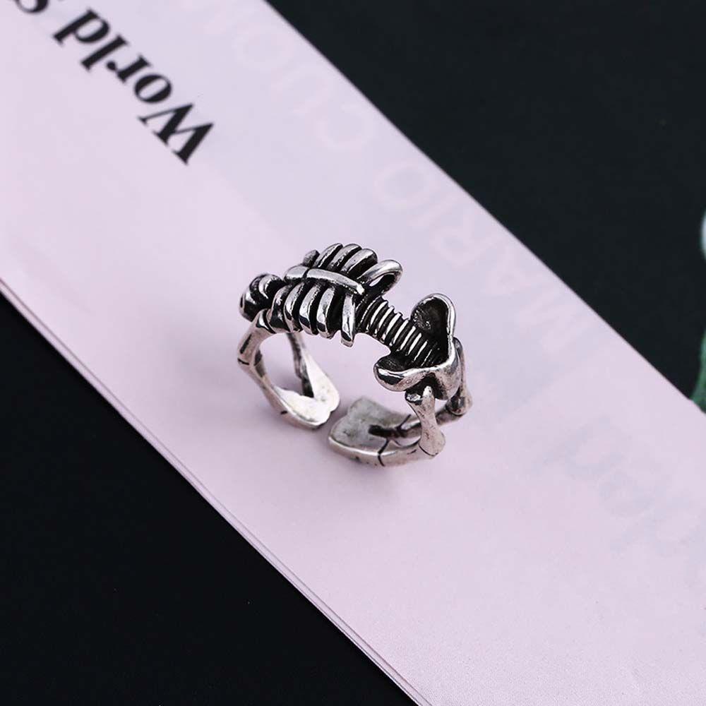 Mxbeauty Cincin Terbuka Tengkorak Retro Hip Hop Klasik Tembaga Untuk Pria Wanita Vintage Knuckle Ring