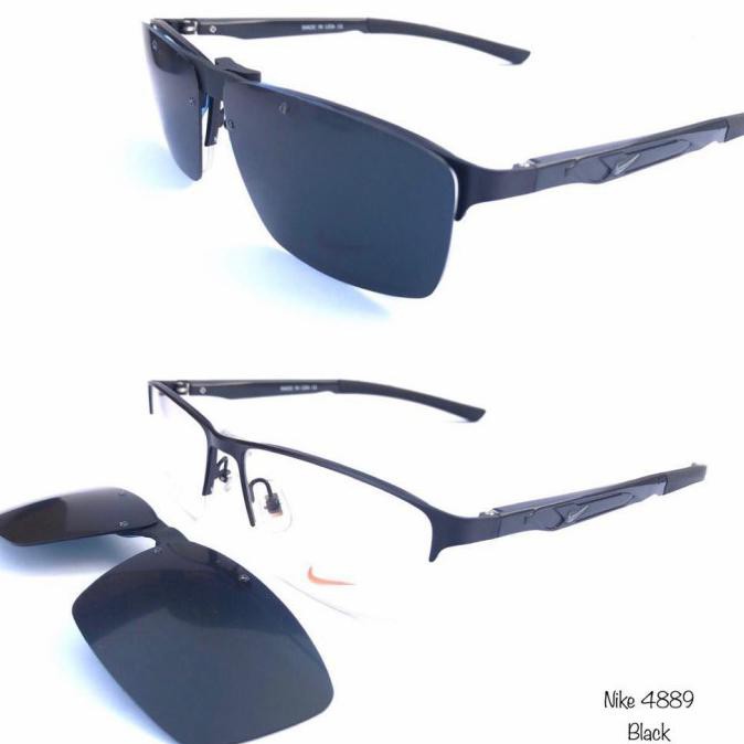 frame kacamata sport pria minus anti radiasi nike clip on 4889 - Hitam Merah