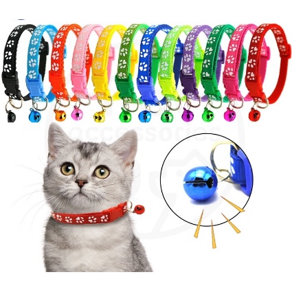 Kalung Lonceng Hewan Peliharaan Kucing Anjing Kalung Kelinci Kitten Kecil Lucu tali leher binatang kesayangan motif tapak kaki