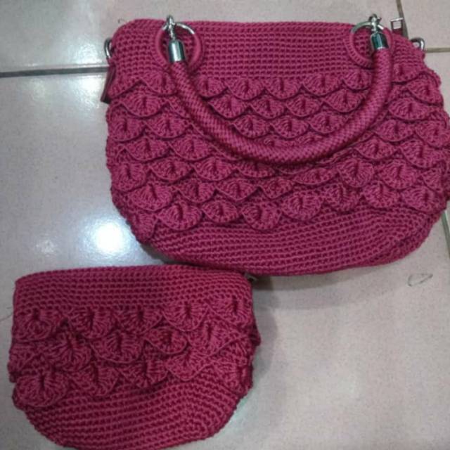 Paket tas dan dompet rajut