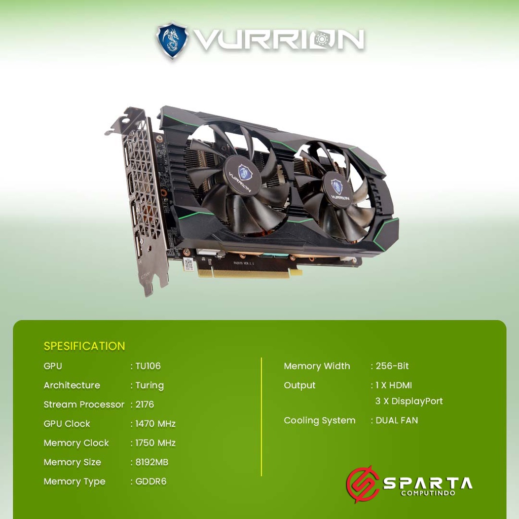 VGA Card Vurrion Nvidia Geforce RTX 2060 Super 8GB GDDR6