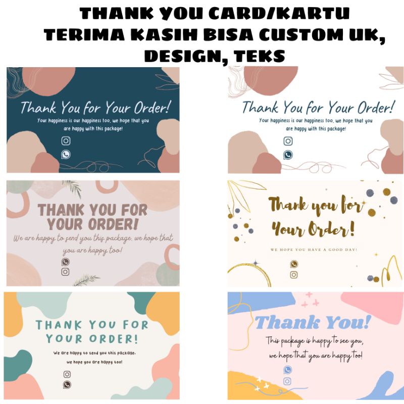 Jual Thank You Card Bisa Custom Kartu Ucapan Kartu Terima Kasih Shopee Indonesia