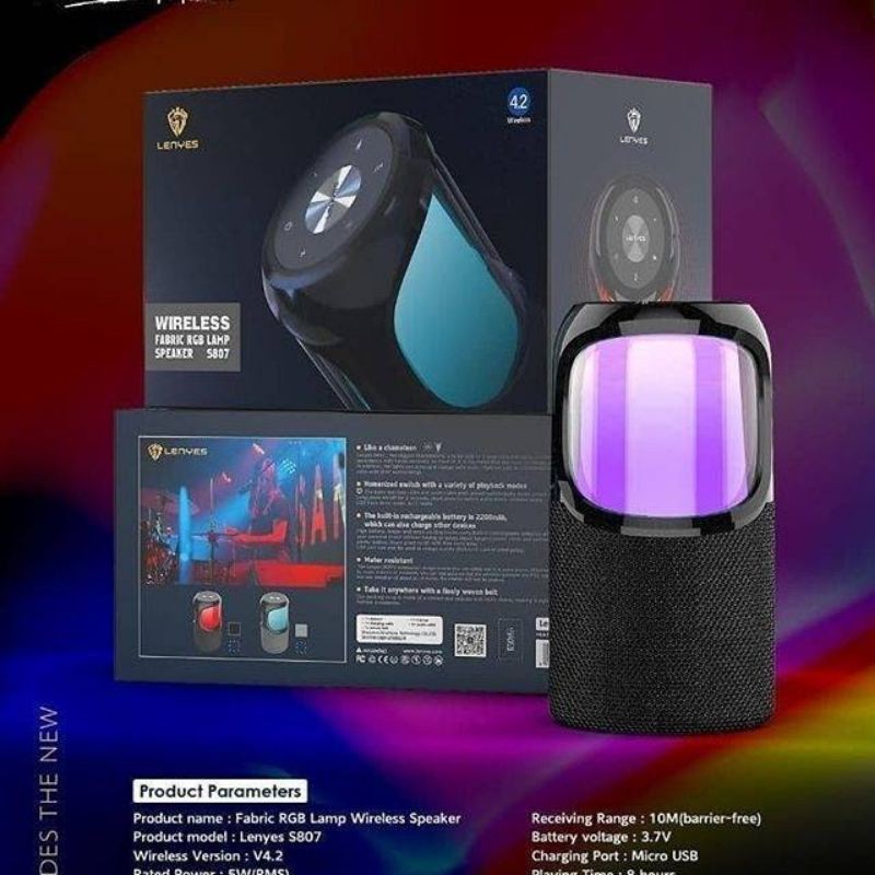 Lenyes Speaker Bluetooth Fabric RGB Lamp S807