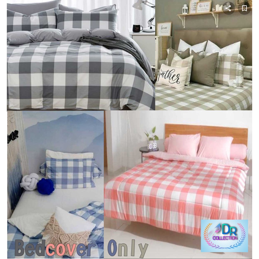 Jual BEDCOVER ONLY [BEDCOVER SAJA] Termurah Motif Kotak Korea kekinian