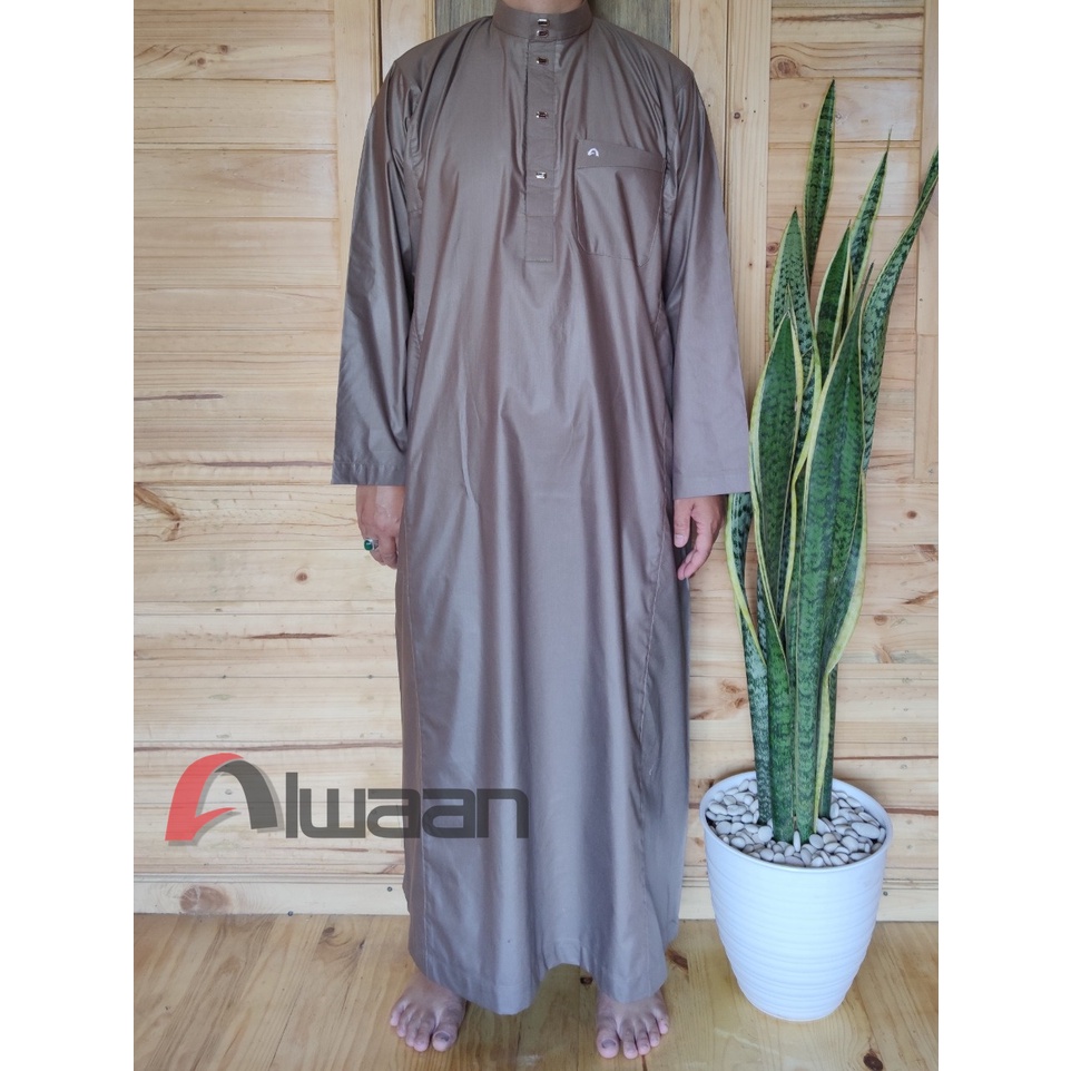 Baju/pakaian muslim pria koko gamis jubah dewasa ALWAAN/ATTALWIN  model JD001 warna KHAKI