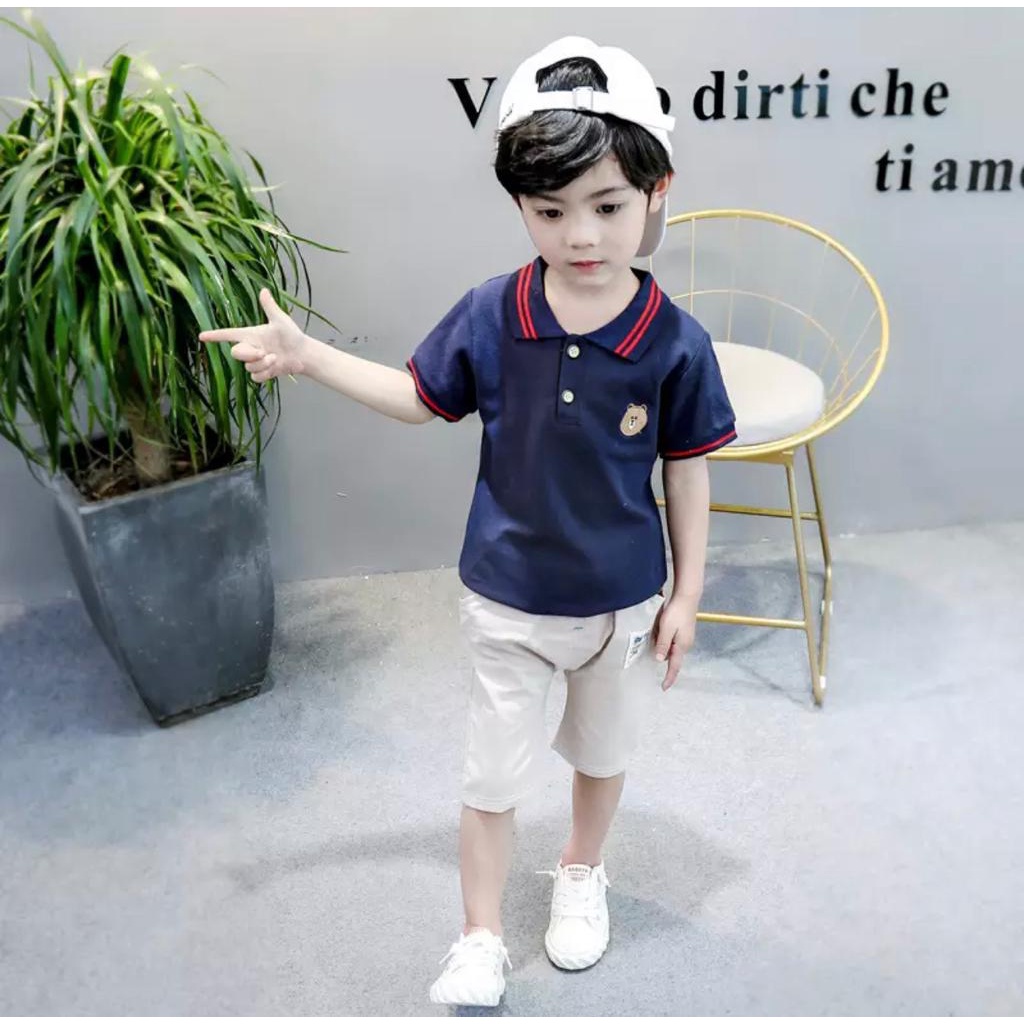 COD FREE ONGKIR PROMO SETELAN BAJU KERAH POLO BAYI ANAK MOTIF BEAR 1-5 TAHUN BAHAN KATUN PREMIUM TERBARU TERLARIS/ SETELAN BAJU KERAH POLO BAYI ANAK LAKI LAKI/ SETELAN BAJU KERAH POLO BAYI ANAK PEREMPUAN/ SETELAN BAJU KERAH POLO BAYI ANAK COWO