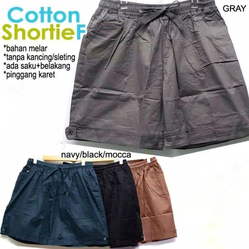 Celana Pendek Hotpants Wanita Katun Stretch Melar
