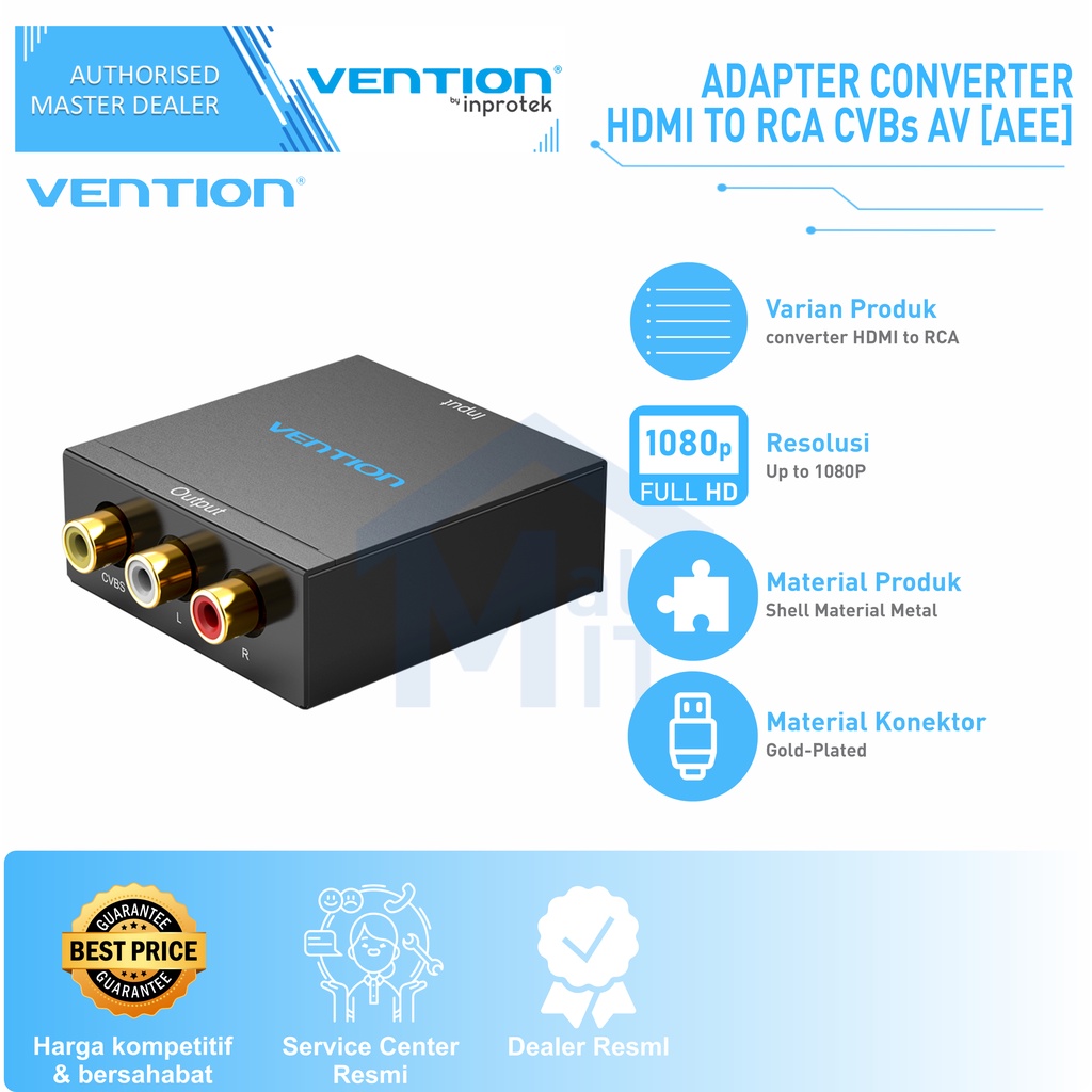 ( BISA COD ) Vention Adapter Converter HDMI to RCA AV CVBs for Game Console AEE