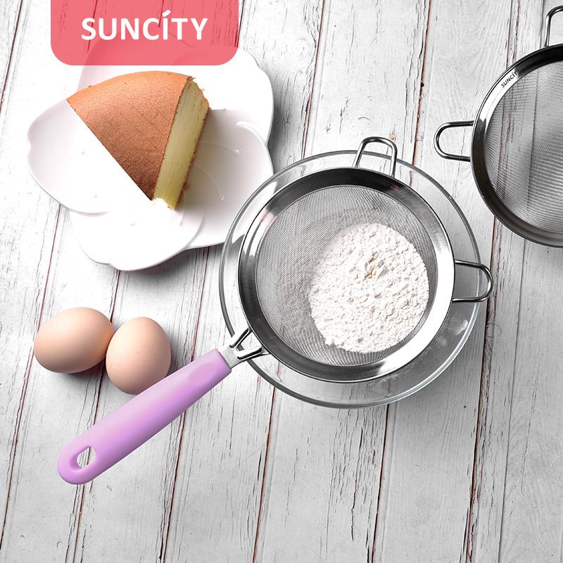 suncity stainless flour sieve strainer with handle / saringan tepung