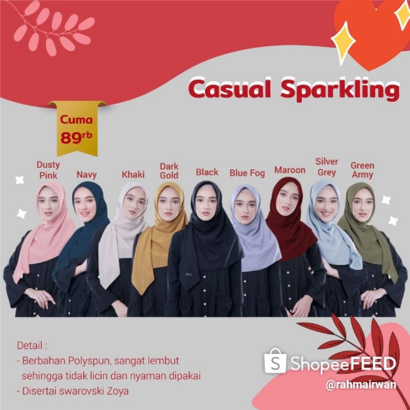 CASUAL SPARKLING ZOYA - HIJAB SEGIEMPAT POLOS