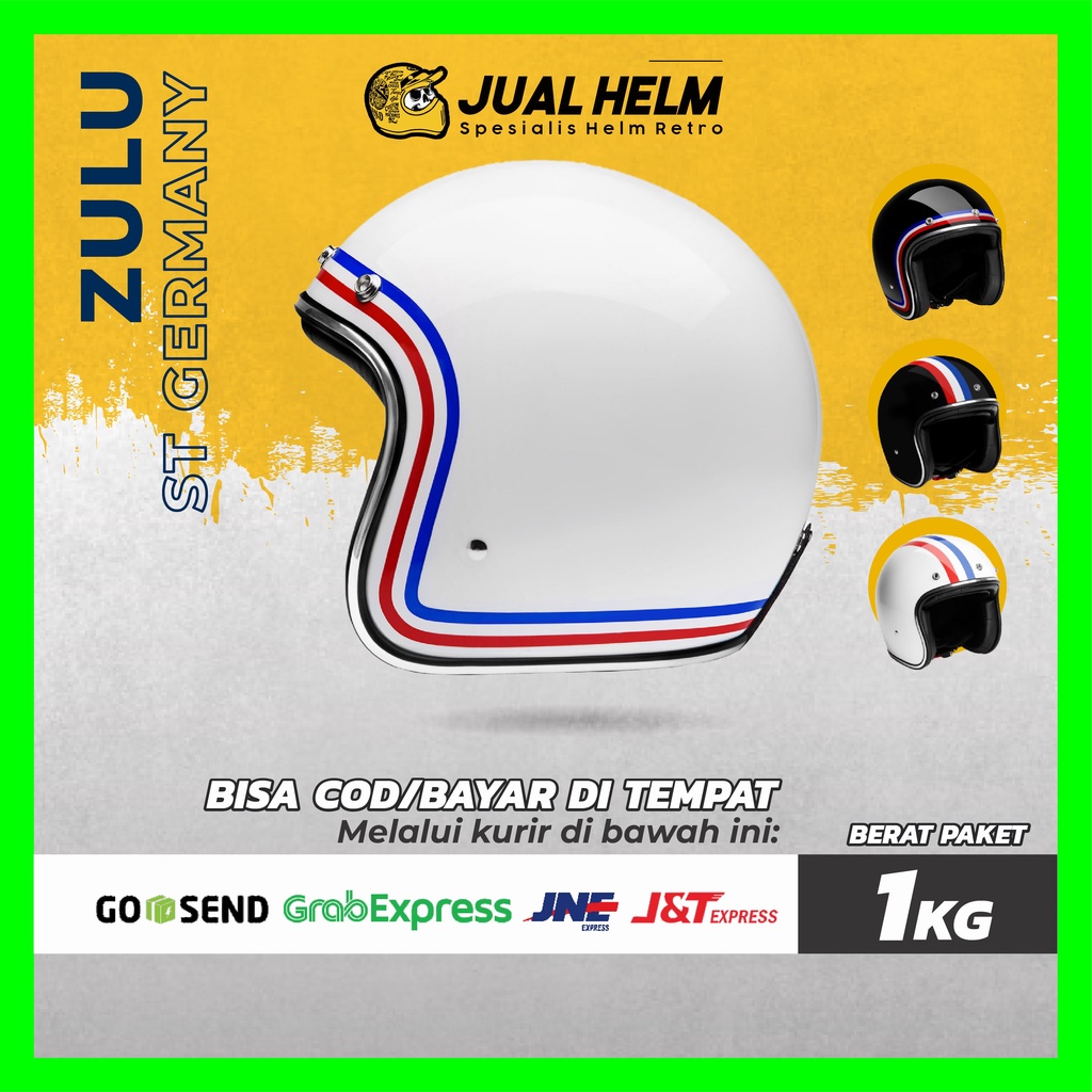 HELM RETRO ZULU ST GERMAIN LIST CHROME ( Bogo / Vespa / Klasik )