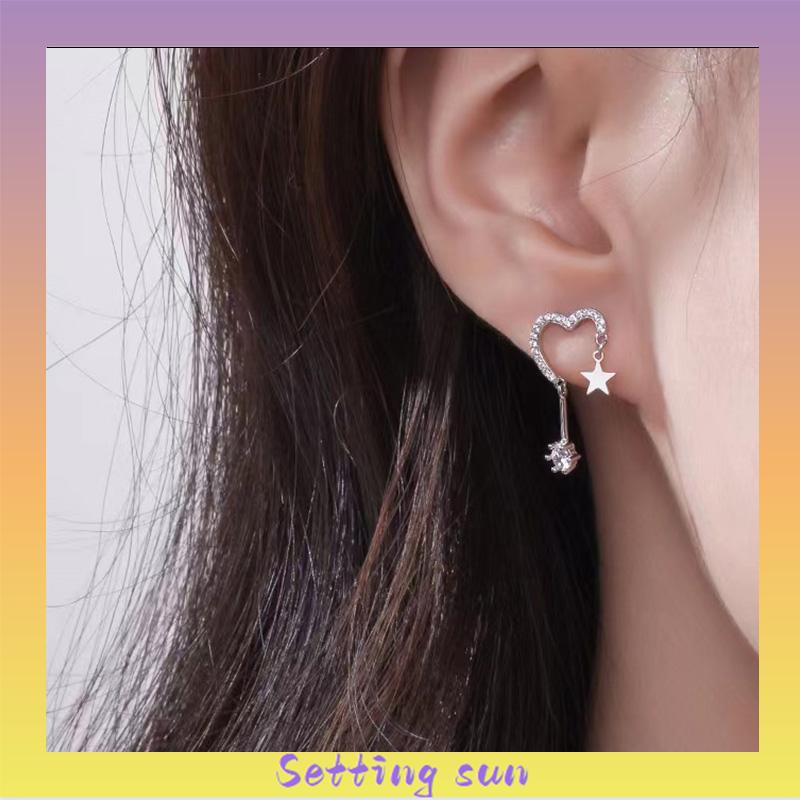 925 Silver Stud Earrings Indah Cinta Fringe Girl Stars Anting Desain Kecil Berkualitas Tinggi TN