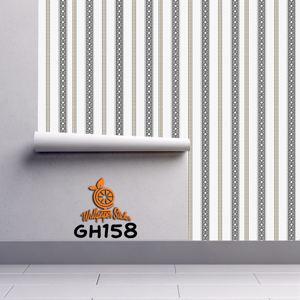 Wallpaper dinding Murah wallpaper 3d Motif Batik Gold Tosca Pom Pom Salur Ukuran 45Cm X 8meter Stiker dinding kamar tidur