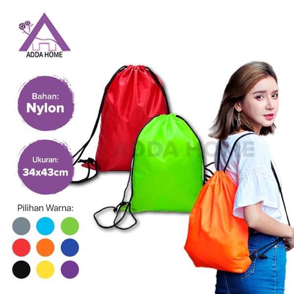 Adda Home - Tas Serut Ransel Polos String Bag Multifungsi