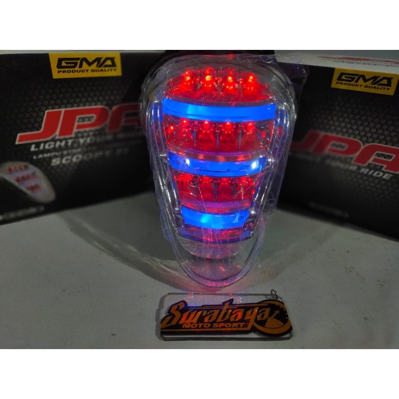 Lampu stop scoopy fi LED JPA Biru Merah