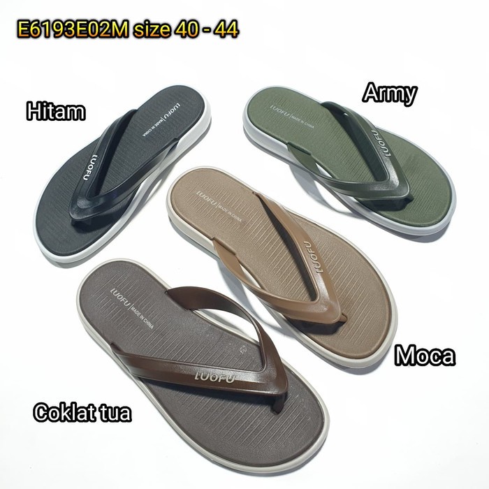 LUOFU ORIGINAL jelly sandal karet empuk murah jepit pria cowok import E6193E02M