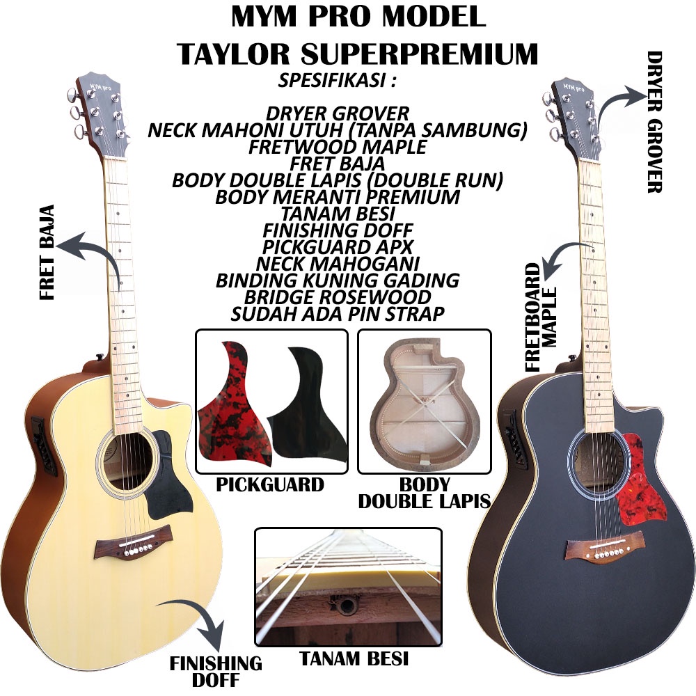 Gitar Taylor Akustik Elektrik Double Run Neck Utuh EQ 7545R