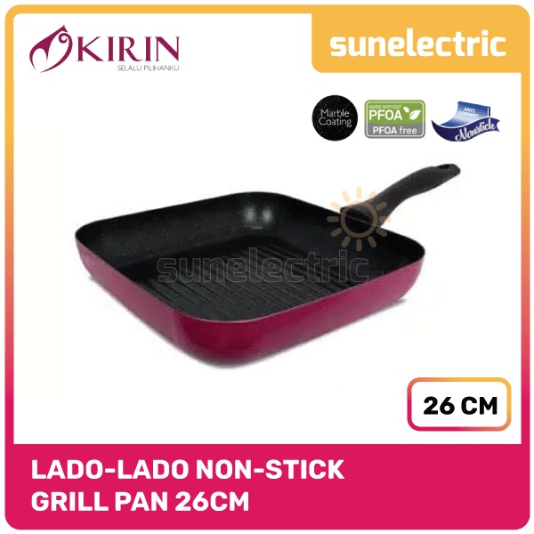 Kirin Lado - Lado Grill Pan 26 cm Frypan / Panci / Wajan Penggorengan Kotak / Pemanggang Ikan / Sosi