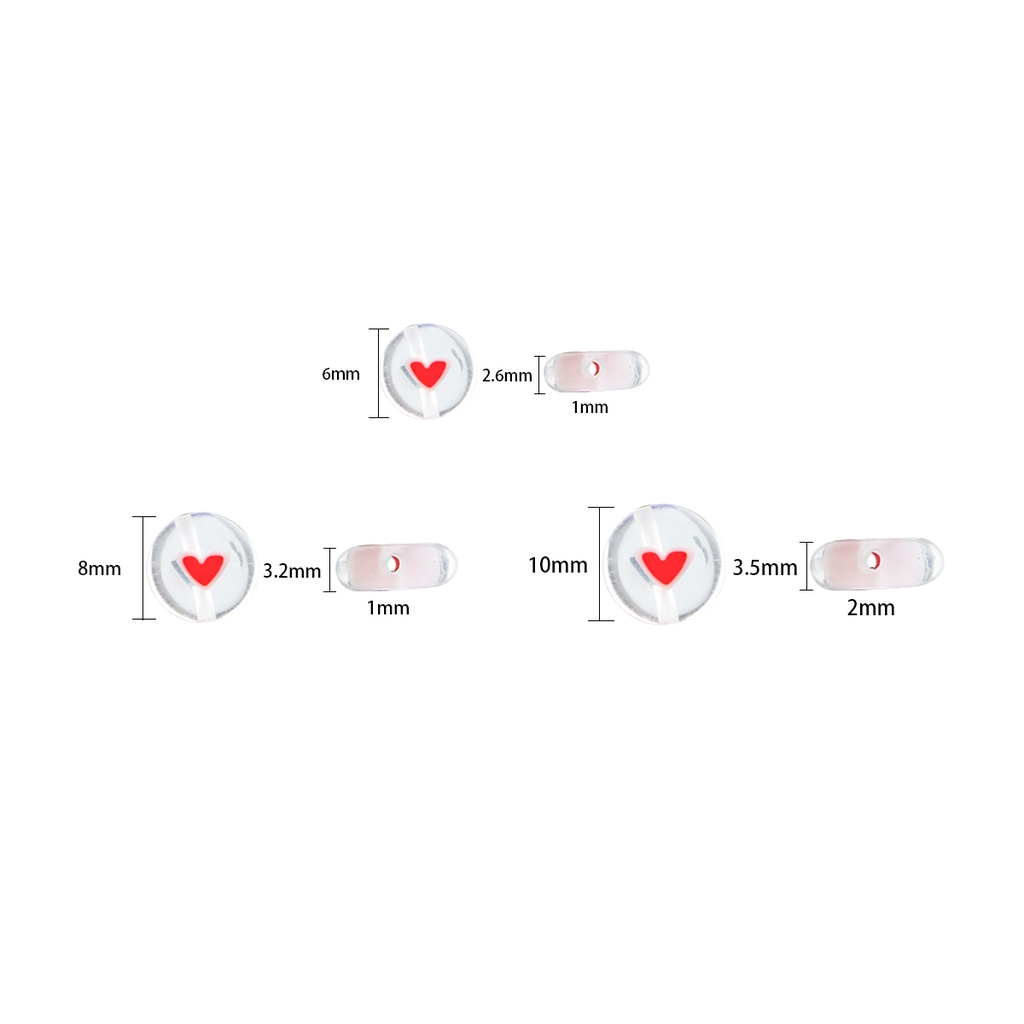 6 /8 /10MM Manik-Manik Gepeng Mengkilap Transparan Putih Merah Hati Manik-Manik Kaca DIY Gelang Kalung Untuk Membuat Perhiasan DIY Aksesoris Rambut