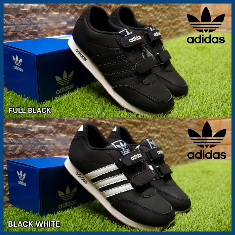 SEPATU ANAK SEKOLAH ADIDAS JUNIOR HITAM SIZE 32 - 38 USIA 5 - 11 TAHUN / SEPATU SEKOLAH ANAK PAUD TK SD ADIDAS MADE IN VIETNAM