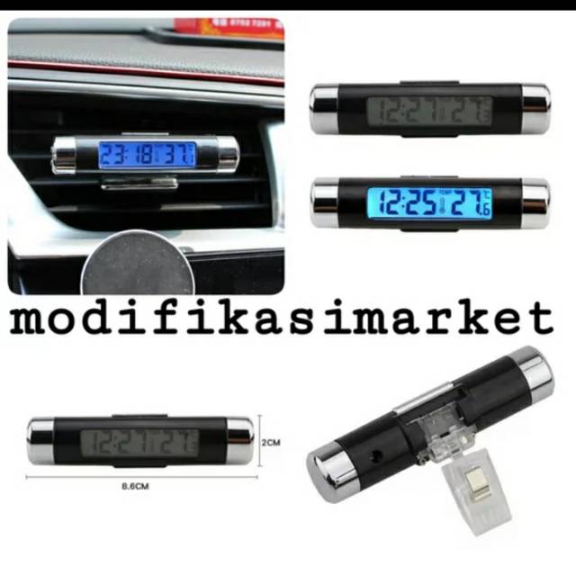 JAM MOBIL DIGITAL DAN TERMOMETER SUHU LCD MENYALA UNIVERSAL HIGH QUALITY