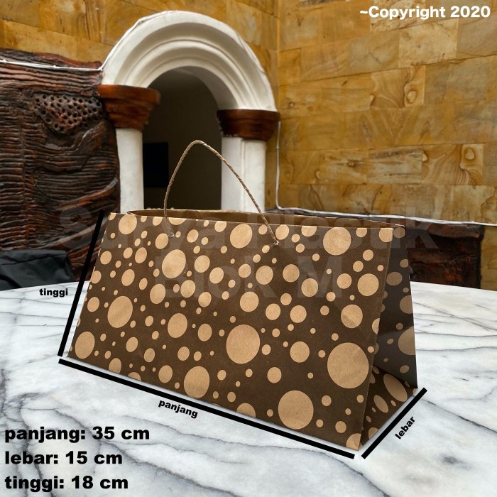 

✨ BISA COD ✨ Paper / Goodie bag brownies polkadot L - 12 pcs