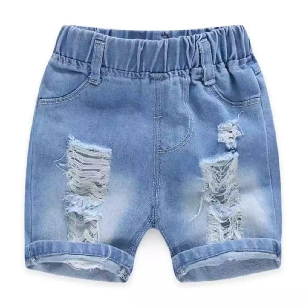 (0-8tahun ) SETELAN CELANA ANAK LAKI LAKI RIPPED PENDEK  celana pendek anak laki celana levis pendek