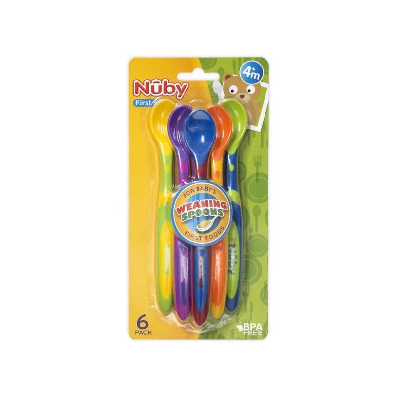 Nuby 4pk Long Handle Weaning Spoon - Nuby Sendok makan bayi