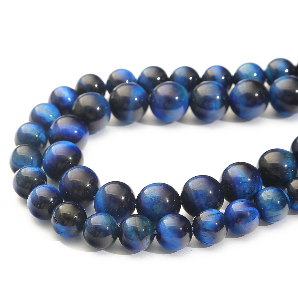 32-89/PCS Manik-manik Batu Alam Biru Tiger Eye Bulat Manik-manik untuk Membuat Perhiasan Memilih Ukuran 4/6/8 Mm Membuat Gelang/Kalung Aksesoris