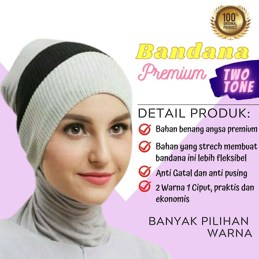 SYAFIKA - Inner Bandana Premium Two Tone Murah / Ciput Bandana Kombinasi Dua Warna R1-R20