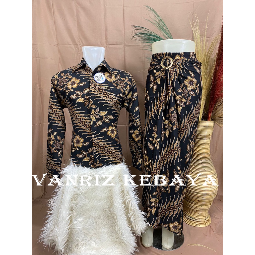 Vanriz Kebaya-Kemeja Batik Lengan Panjang Couple Rok Lilit