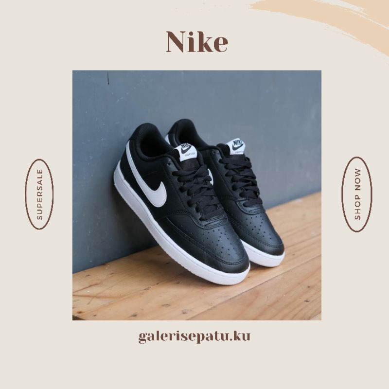 SEPATU NIKE COURT VISION BLACK WHITE LOW ORIGINAL BNIB