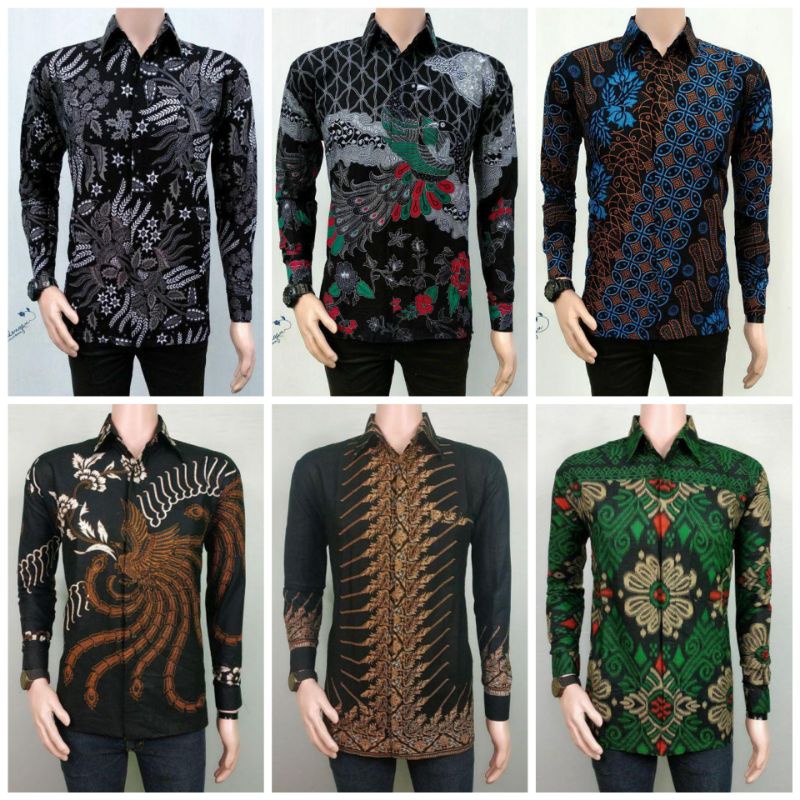 Kemeja Batik HEM PRIA MOTIF KEMBANG GEDE HITAM KEMEJA SERAGAM