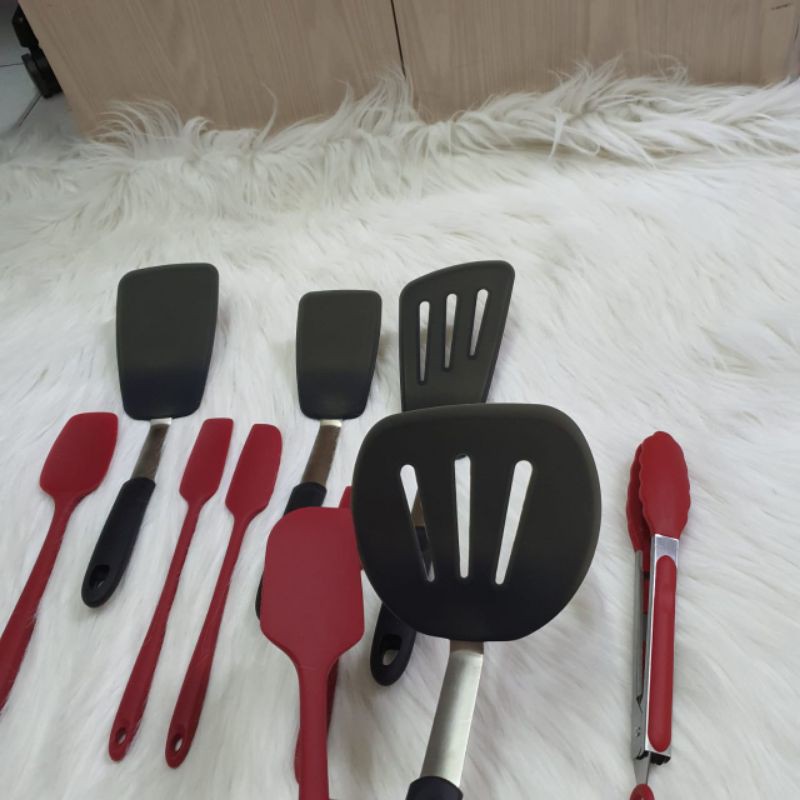 10 pc spatula set Masak cooking silicon tahan panas TURNER lentur