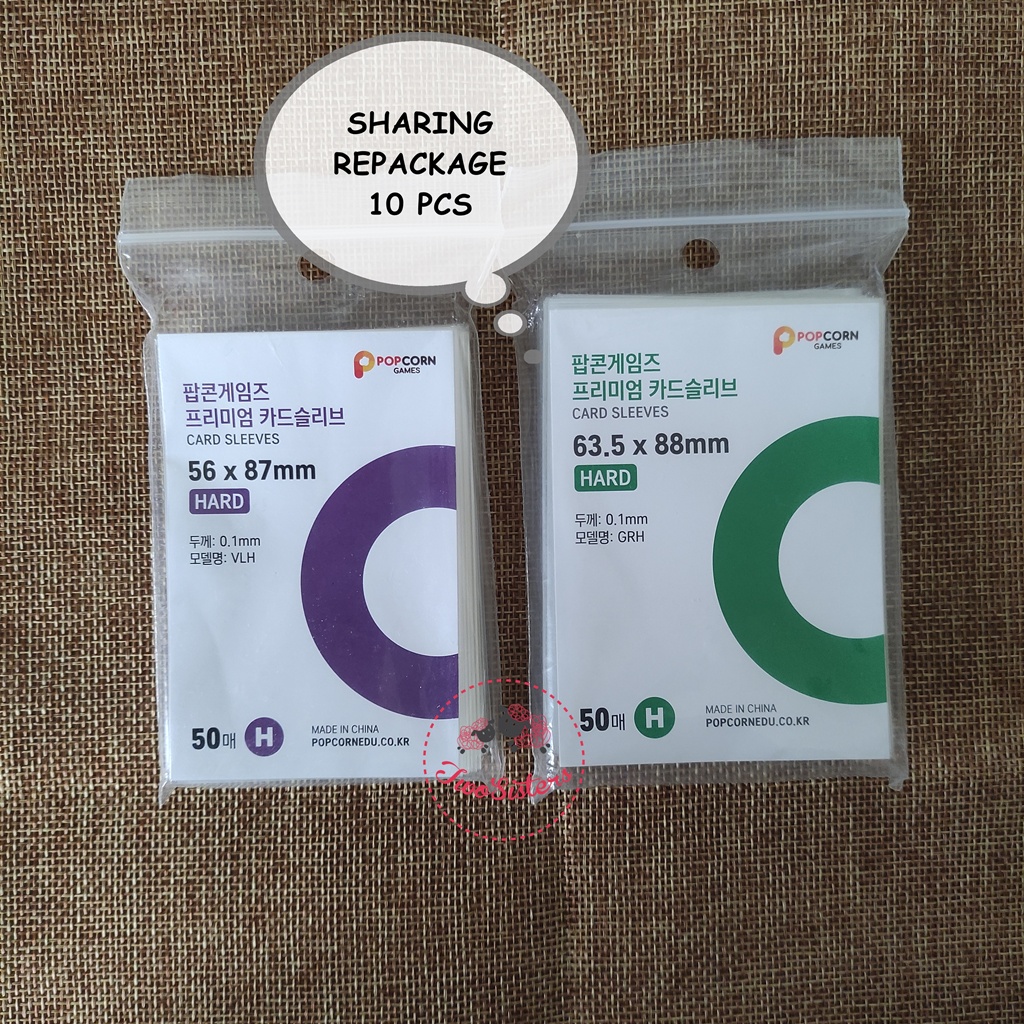 [READY] ECER - 10 pcs | Popcorn Card Sleeve Hard PURPLE 56 x 87 mm | GREEN 63.5 X 88 mm | Inner Slee