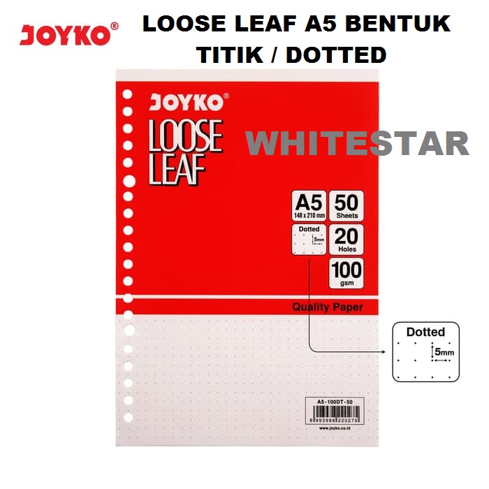 

loose leaf joyko ukuran A5 100gsm 50 lembar - dotted / titik