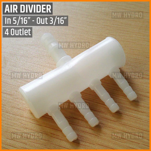 Air Flow Divider / Manifold Pembagi Udara, 4 Outlet, 5/16&quot; ke 3/16&quot;