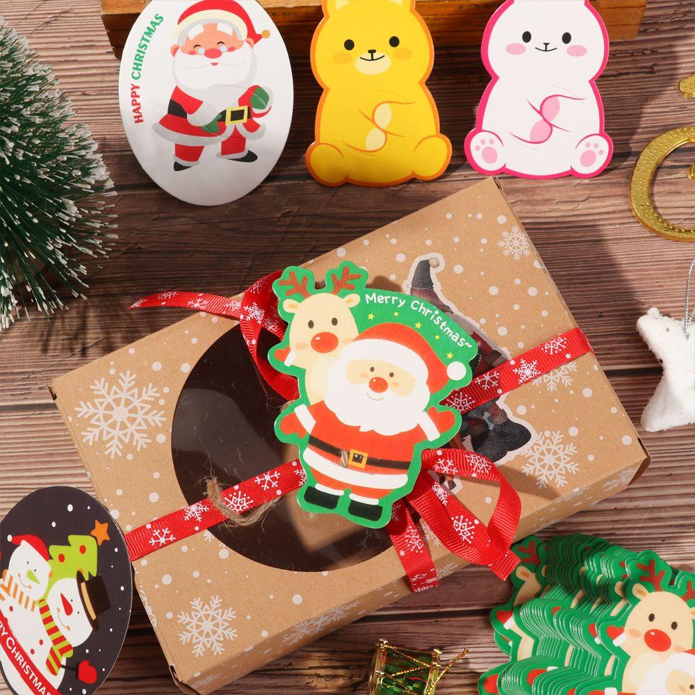 Preva 50Pcs Christmas Decor Cake Pops Packing Kartu Packing Santa Claus Hias