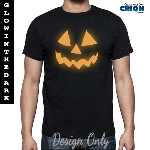 Kaos Kostum Halloween - Pumpkin Face Glow In The Dark - By Crion