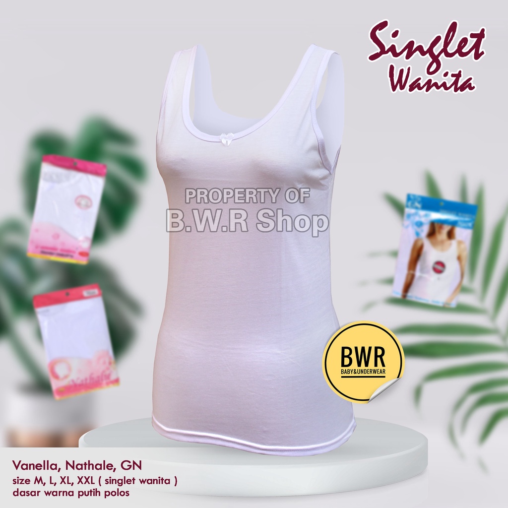 Singlet Wanita Dewasa / Golden Nick Vanella Kaos Dalam Tangtop Wanita Singlet Nathalie Putih Polos | Bwr