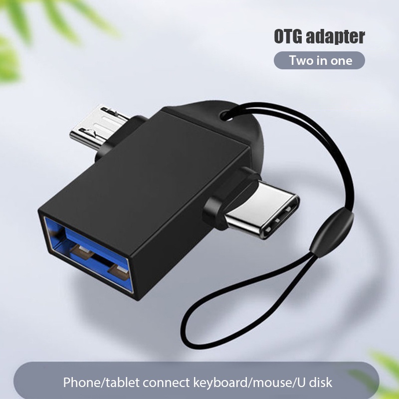 Adapter OTG USB 3.0 Female Ke Micro USB Male Tipe C Male Mini Portable 2in1 Bahan Aluminum Alloy