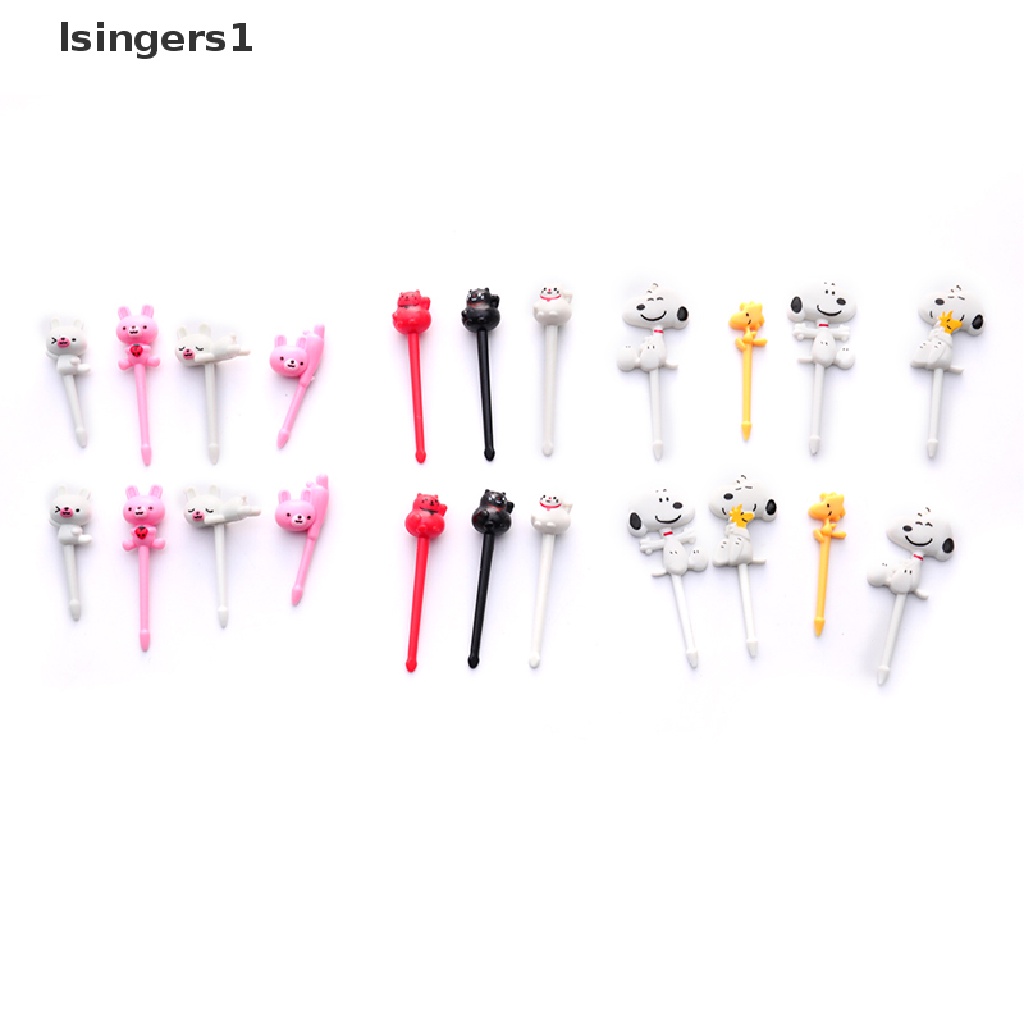(lsingers1) 6pcs / Set Garpu Buah / Dessert Bentuk Kartun Kucing / Anjing