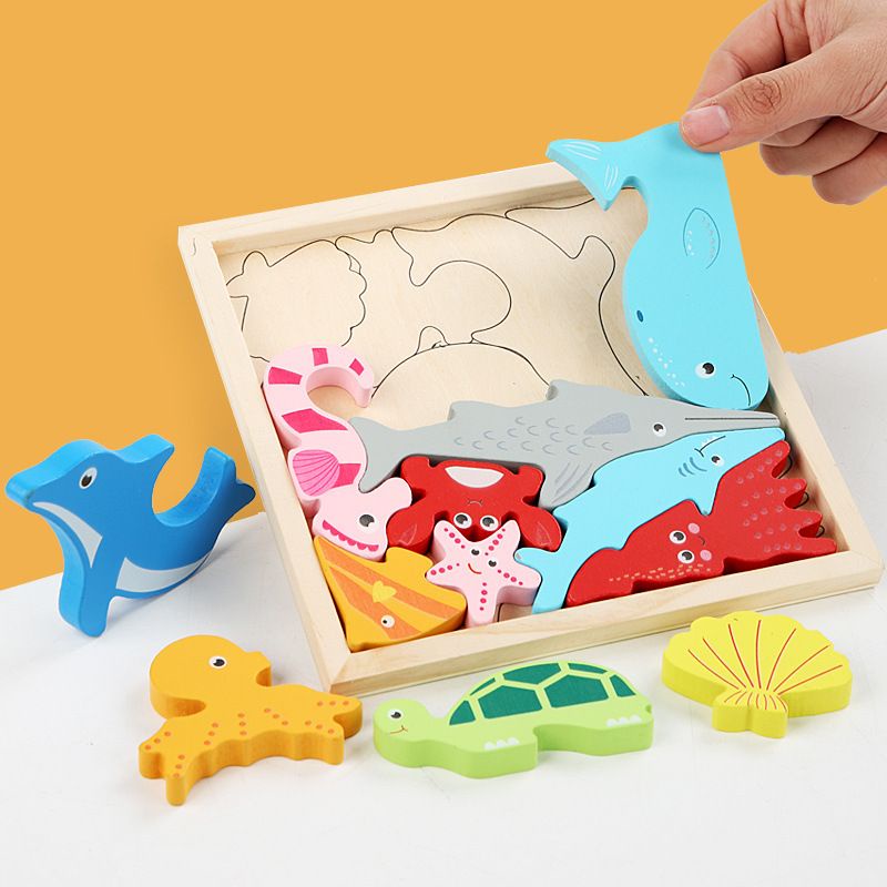 Mainan Puzzle 3D Wooden Toys Puzzle Kayu Mainan Edukasi Anak Jigsaw Puzzle Cocokkan Bentuk