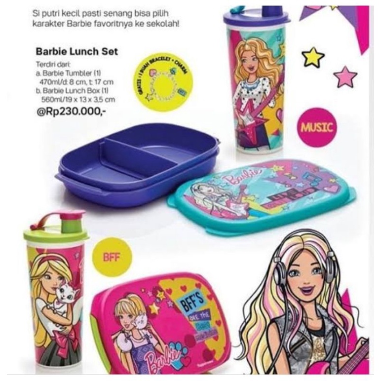 Barbie lunch set tupperware / tempat makan anak karakter Barbie Tupperware