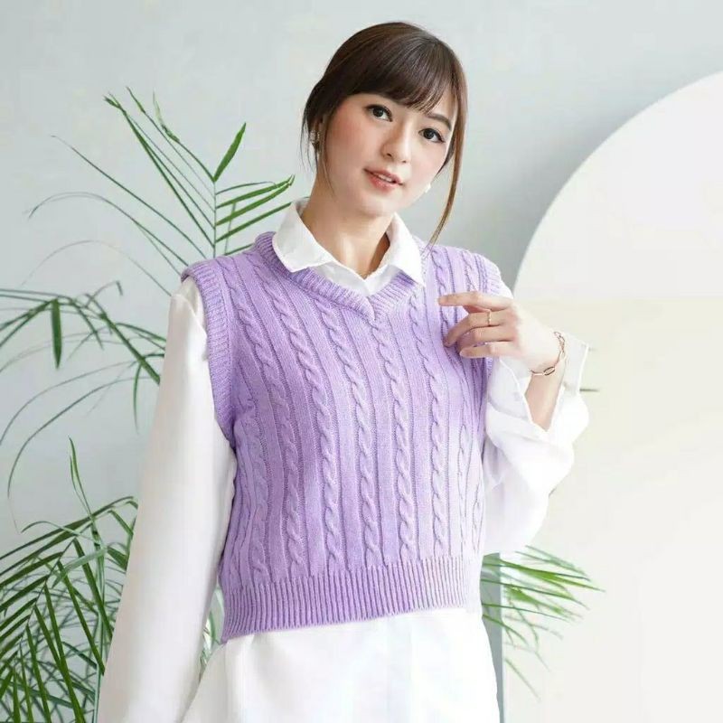 Rompi Rajut Kepang Vest knit Cable